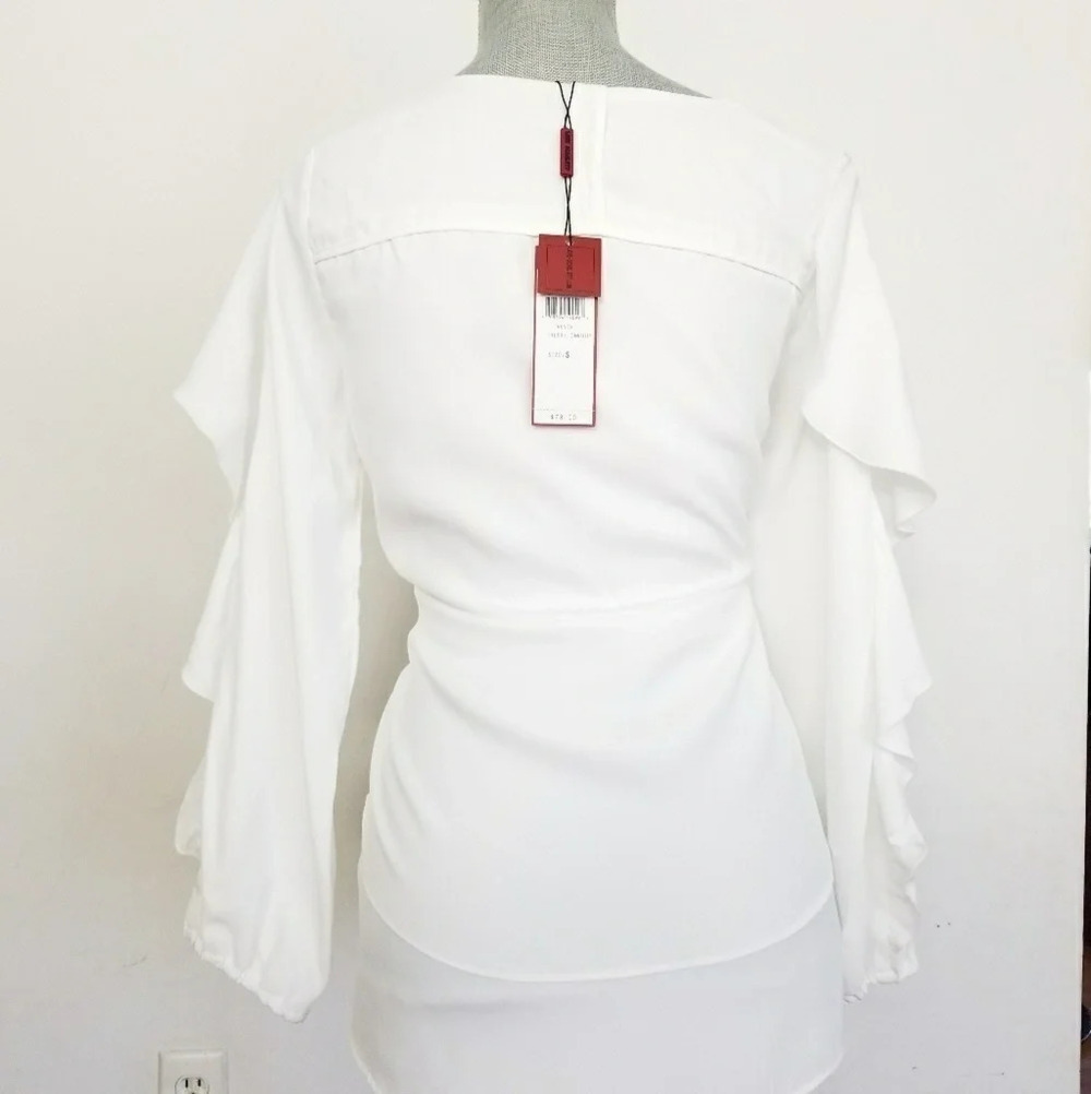 $78 Love Scarlett Womens White Ruffle Blouse S - Picture 3 of 6
